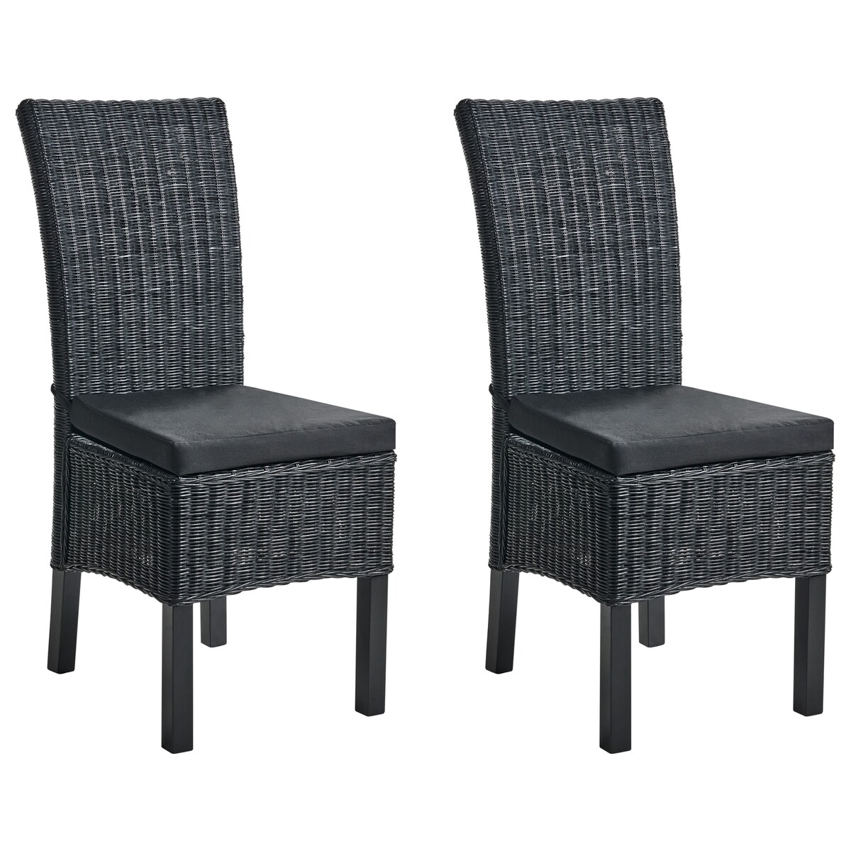 Zestaw 2 krzeseł do jadalni ANDES Rattan Czarny