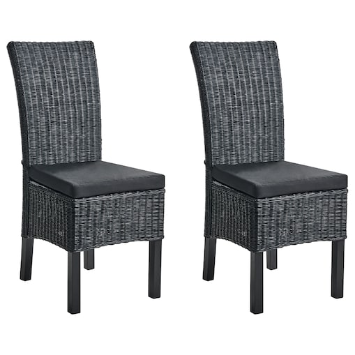 Zestaw 2 krzeseł do jadalni ANDES Rattan Czarny