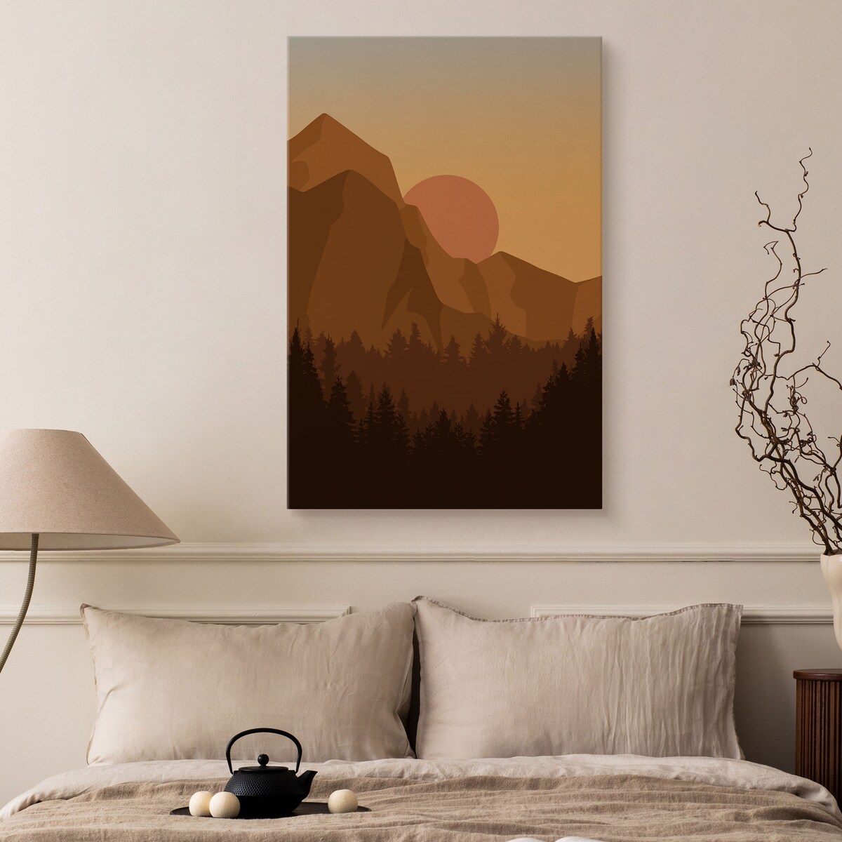 Obraz Krajobraz Boho Zachód Słońca Skały 30x40cm