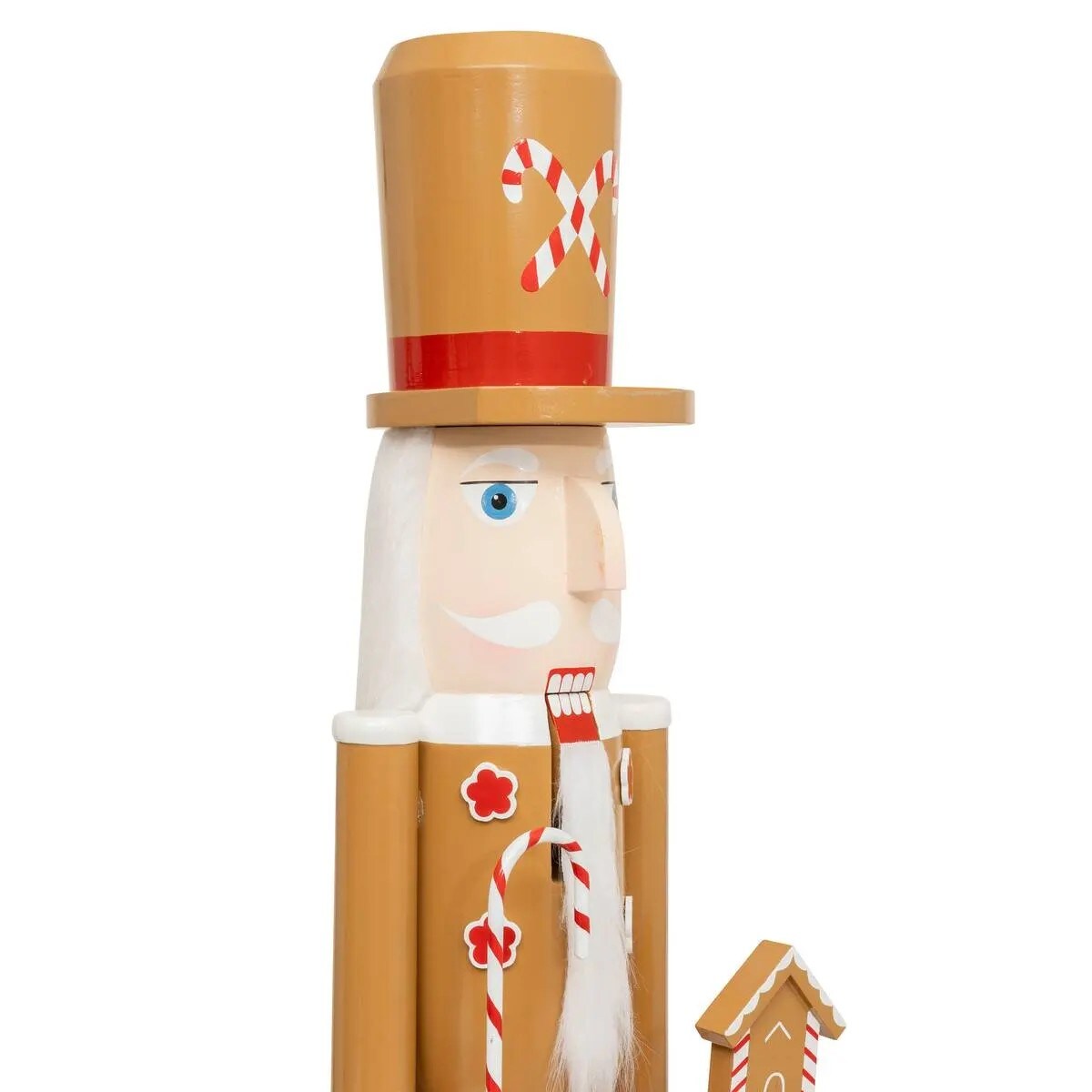 Figurka Dziadek do Orzechów z laską cukrową, drewniany, 106 cm