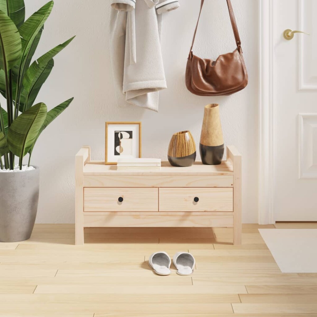 vidaXL Ławka do przedpokoju, 80x40x43 cm, lite drewno sosnowe