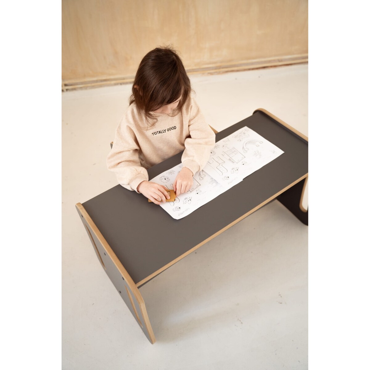 Krzesełko / stolik 2w1 - LONGY - szary