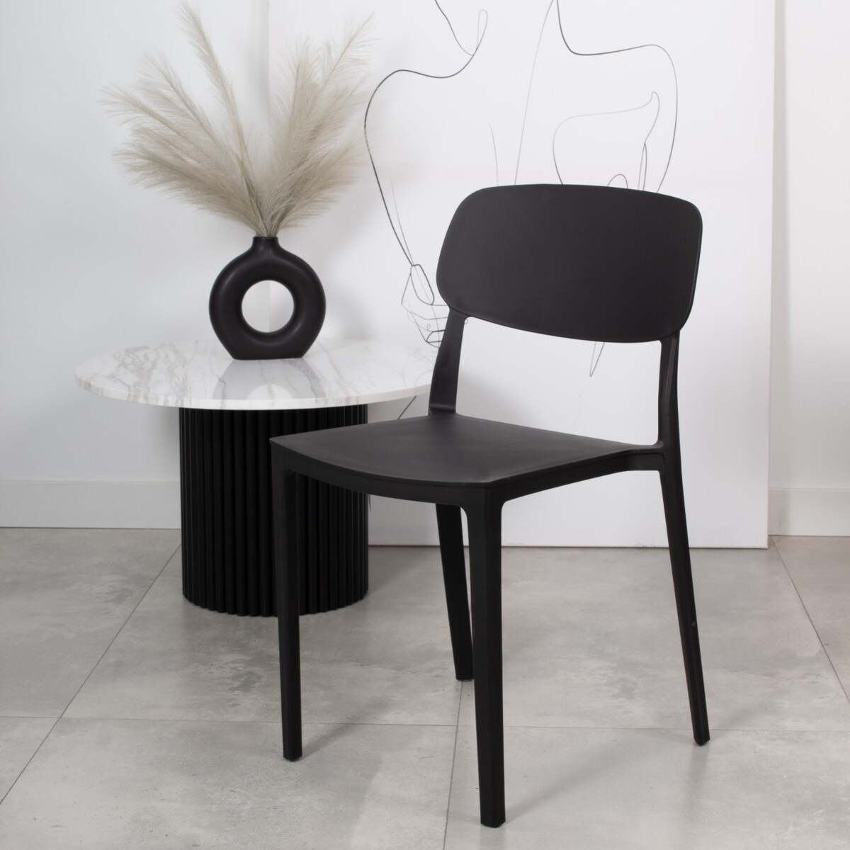 Krzesło plastikowe do salonu ogrodu nowoczesne czarne