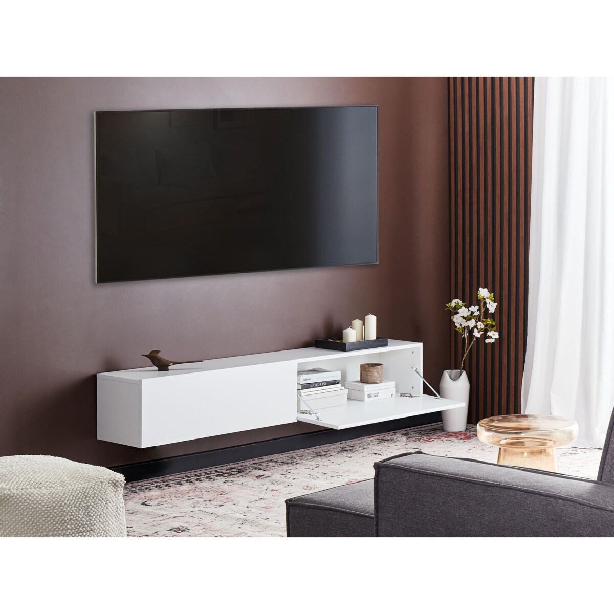 Wisząca szafka RTV GLADSTONE Biały