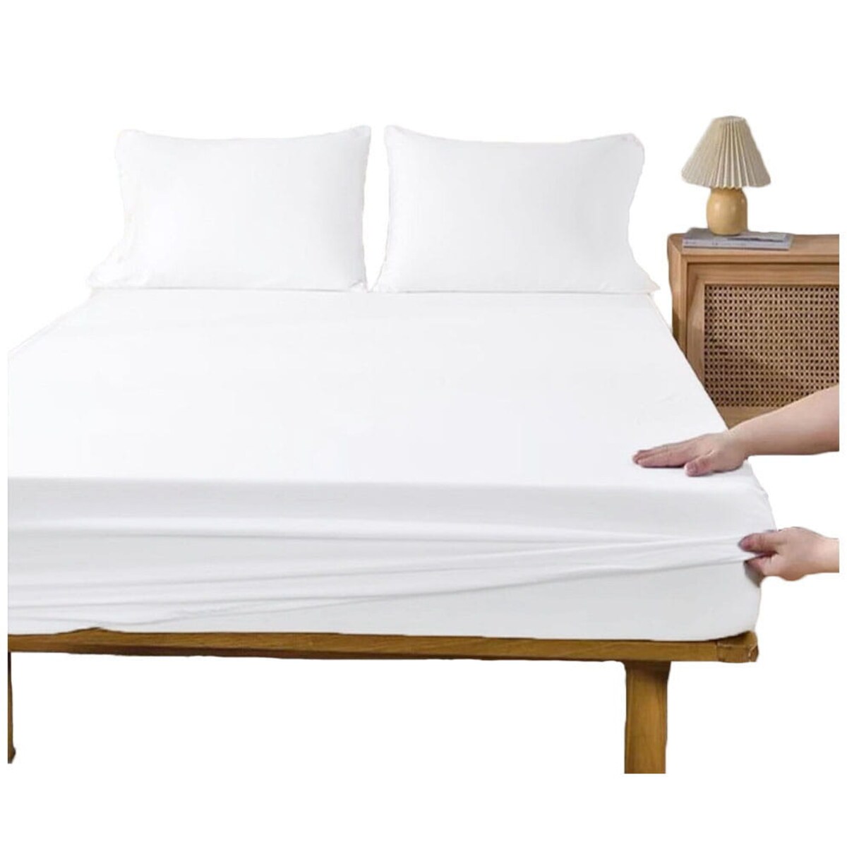 Prześcieradło z gumką JERSEY bawełna czesana 90x200 POLSKIE GRUBE BIAŁE WYSOKI MATERAC 25 CM