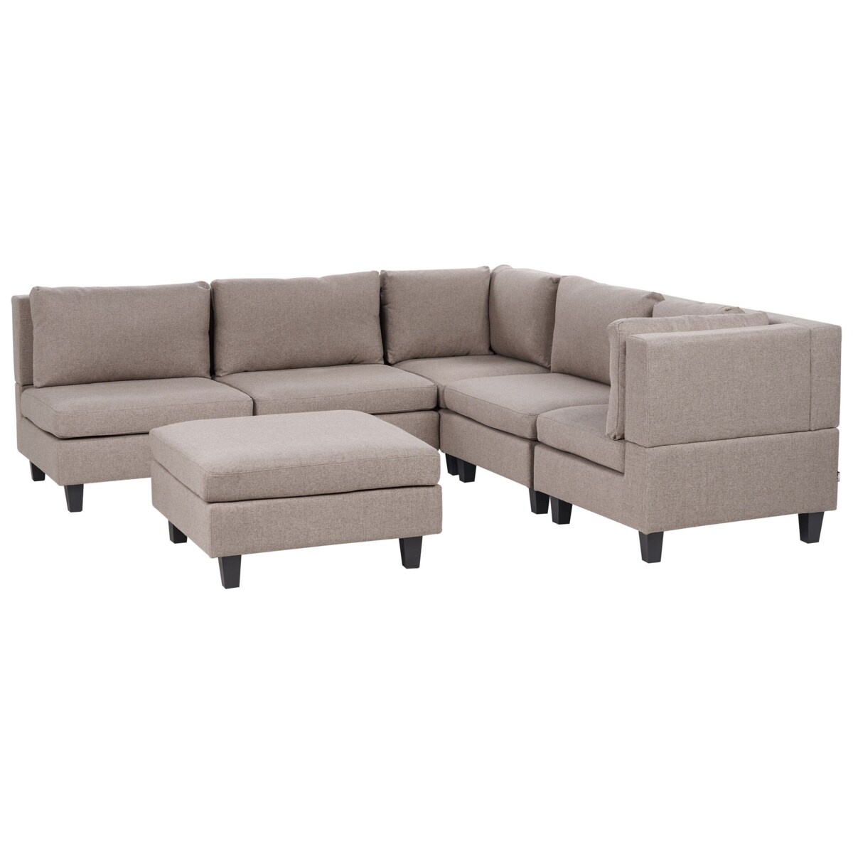 Tapicerowany lewostronny narożnik modułowy 5-osobowy z otomaną brązowy UNSTAD