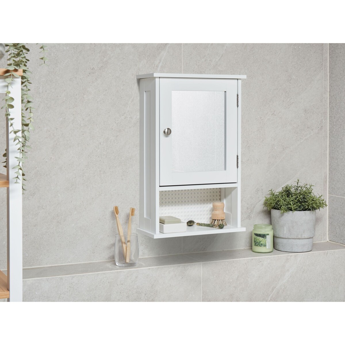 Szafka wisząca łazienkowa z lustrem HUILA 34 cm 53 cm Biały