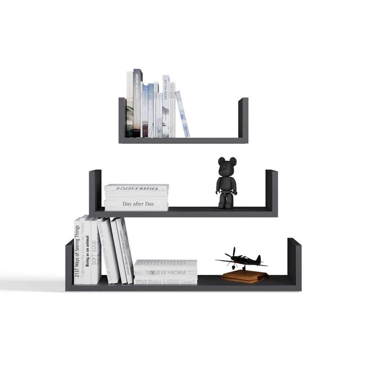 Półka Wisząca Mobi 3P Komplet 3x – Nowoczesne Półki Ścienne Antracyt