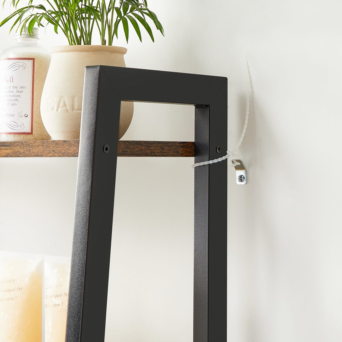 Regał Łazienkowy Nad Toaletę 64X30X156 Cm Rustykalny Brąz, Czarny