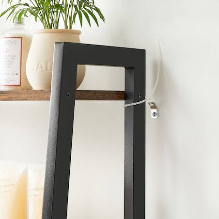 Regał Łazienkowy Nad Toaletę 64X30X156 Cm Rustykalny Brąz, Czarny