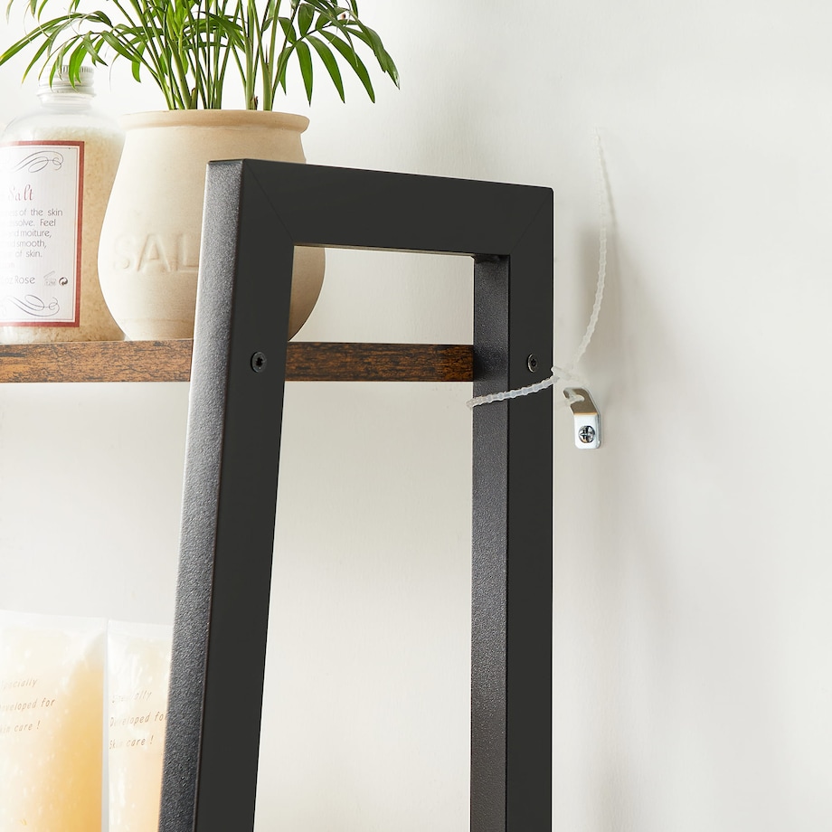 Regał Łazienkowy Nad Toaletę 64X30X156 Cm Rustykalny Brąz, Czarny