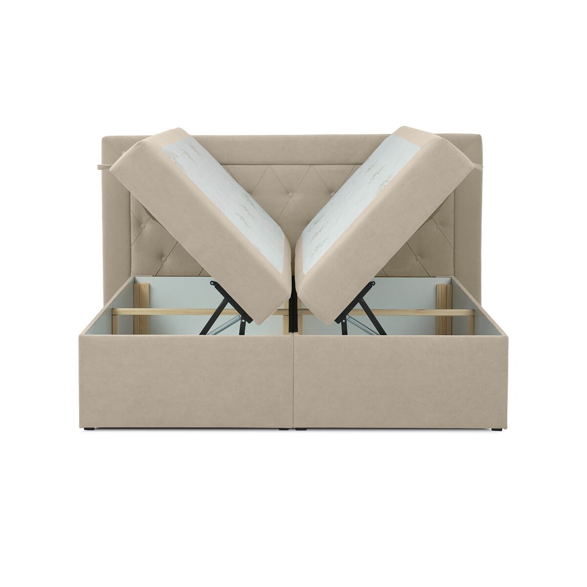 Łóżko kontynentalne ANNABELLE 160x200 z pojemnikiem, Jasny Beż, tkanina Uttario 2979