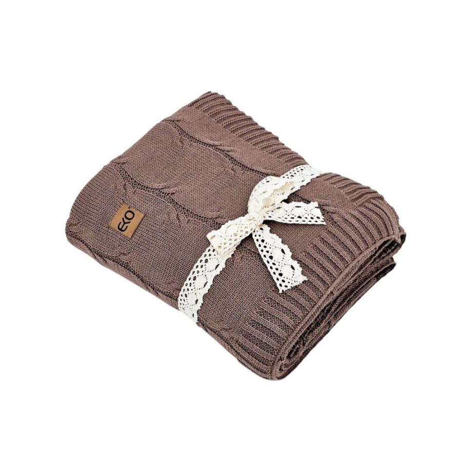 Koc dzianinowy Bawełna+Kaszmir 150x200 cm – ROMA CHOCOLATE