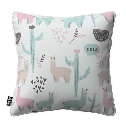 Poszewka Lola 45x45 pastelowe lamy na jasnoszarym tle