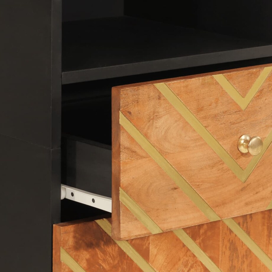 vidaXL Szafka łazienkowa, brązowo-czarna, 38x33,5x160 cm, drewno mango