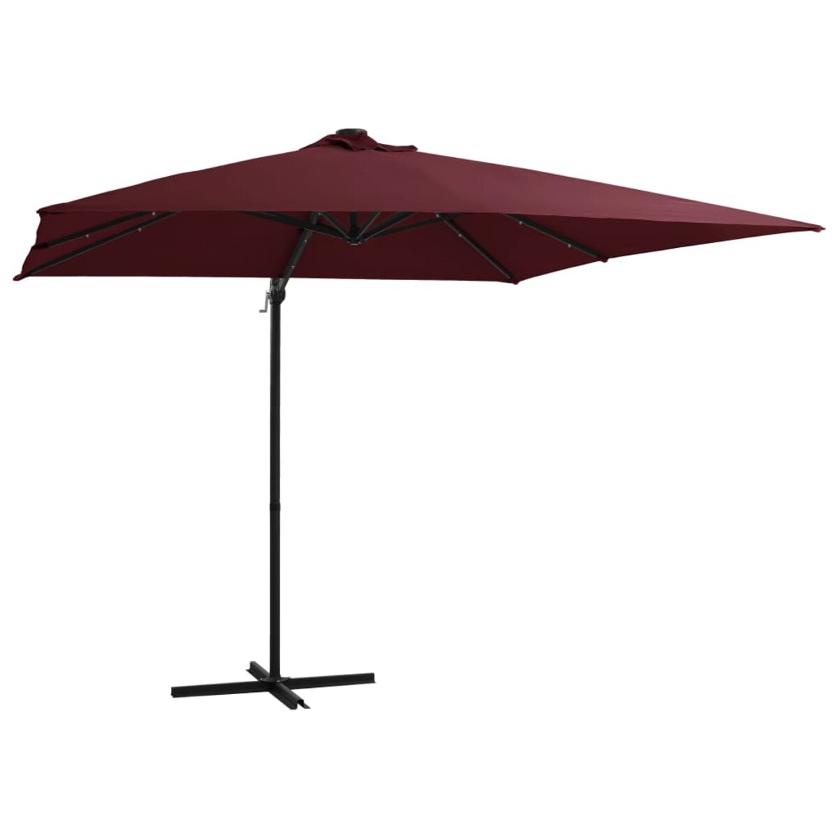 vidaXL Parasol wiszący z LED, bordowy, 250x250 cm