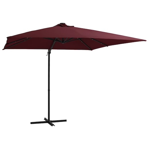 vidaXL Parasol wiszący z LED, bordowy, 250x250 cm