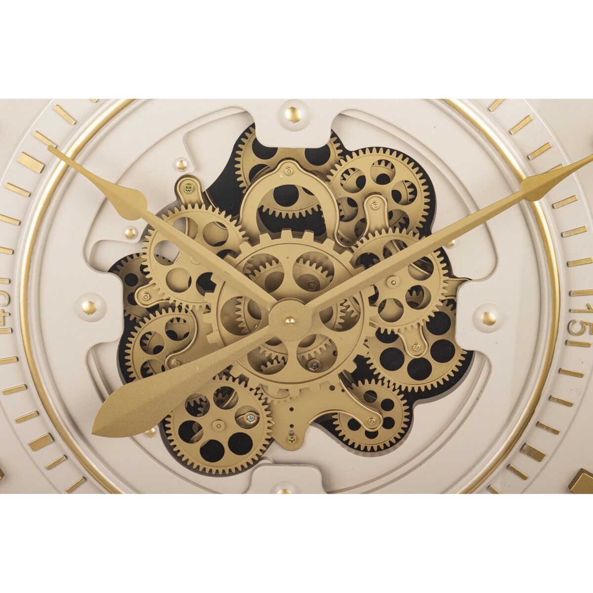 Zegar ścienny metalowy 80x80x10,5 cm OROGLIO biało-złoty