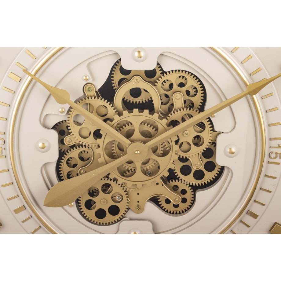 Zegar ścienny metalowy 80x80x10,5 cm OROGLIO biało-złoty
