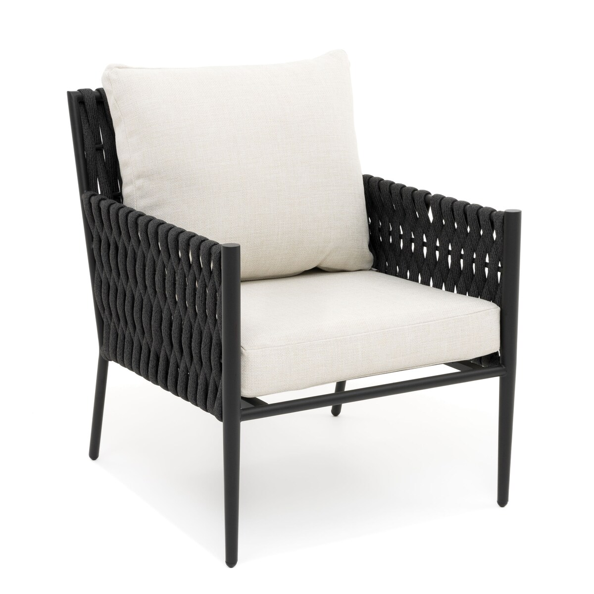 Zestaw mebli ogrodowych taras balkon aluminiowe BELIZE czarno beżowe