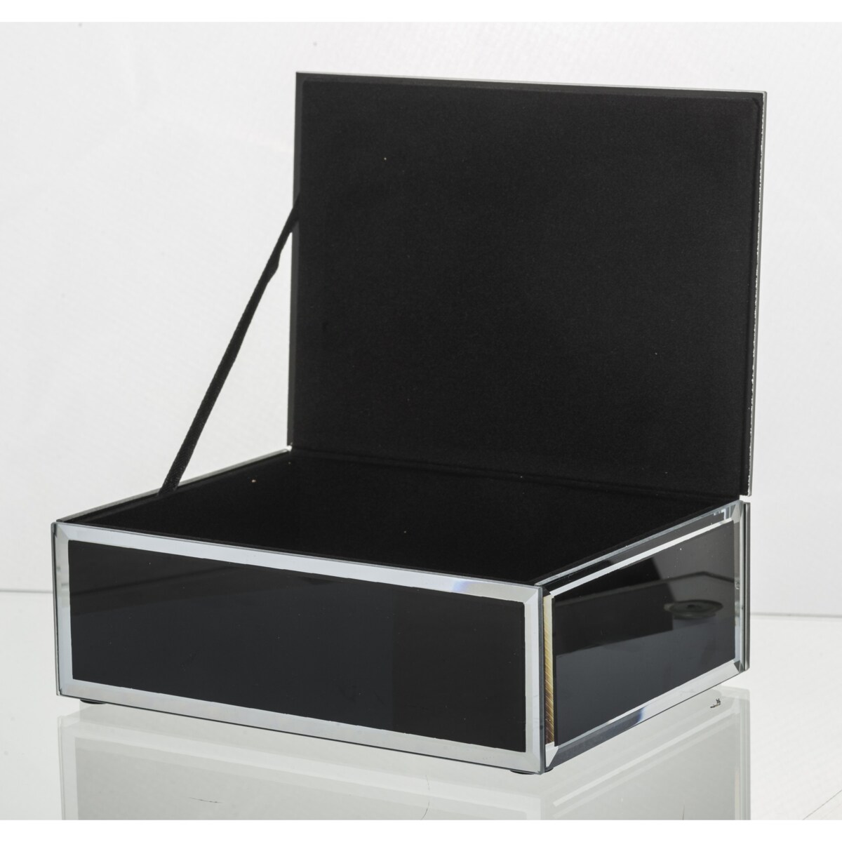 Szkatułka szklana na biżuterię 16x12x6 cm Srebrny Liść