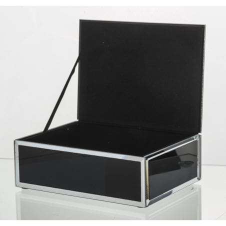 Szkatułka szklana na biżuterię 16x12x6 cm Srebrny Liść