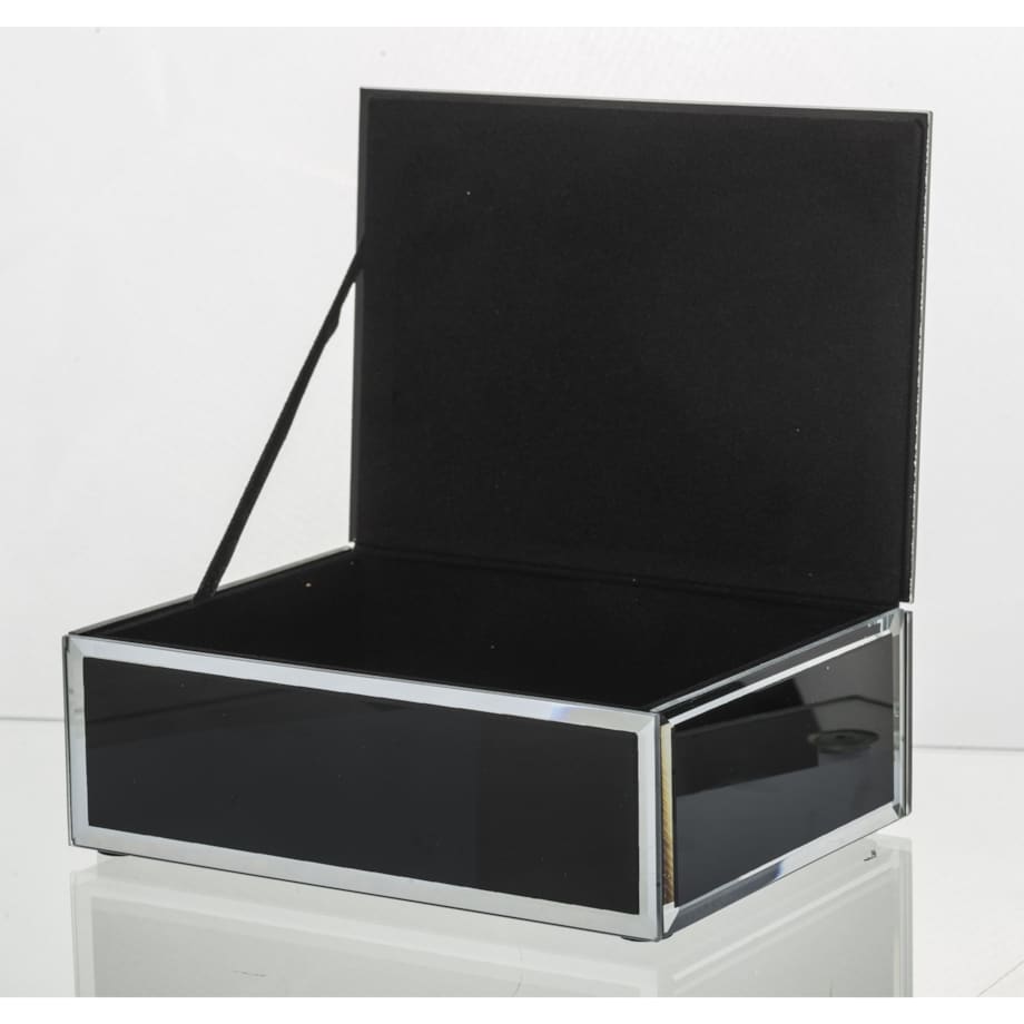 Szkatułka szklana na biżuterię 16x12x6 cm Srebrny Liść