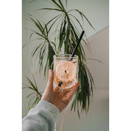 Słomki szklane czarne 20cm zestaw 6 sztuk ze szczoteczką 26599