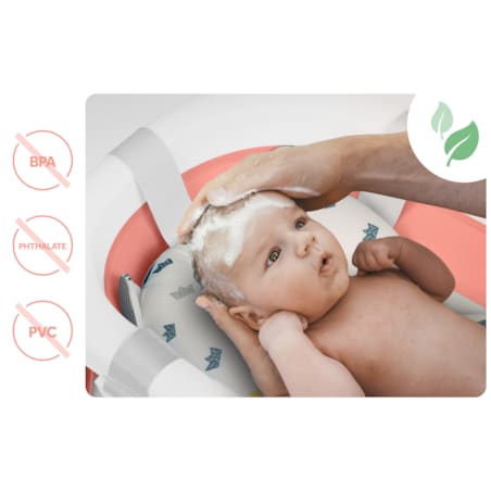 Wanienka składana dla dziecka niemowląt Ricokids silikonowa termometr LCD biało-różowa