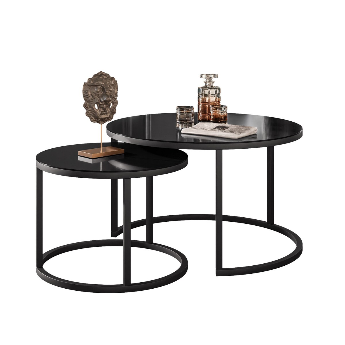 Stolik kawowy CIRI 2w1 czarne szkło