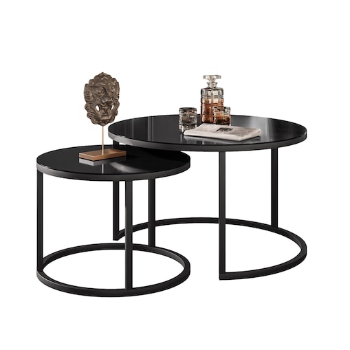 Stolik kawowy CIRI 2w1 czarne szkło