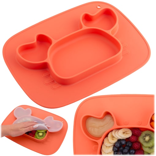 Talerzyk dla dziecka silikonowy do karmienia Krab czerwony Ricokids