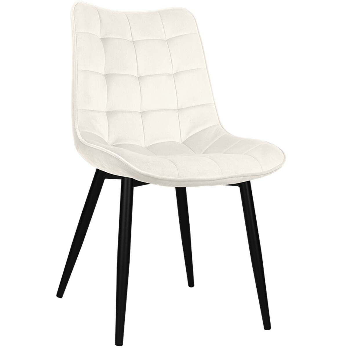 Krzesło tapicerowane welurowe pikowane do salonu jadalni beżowe