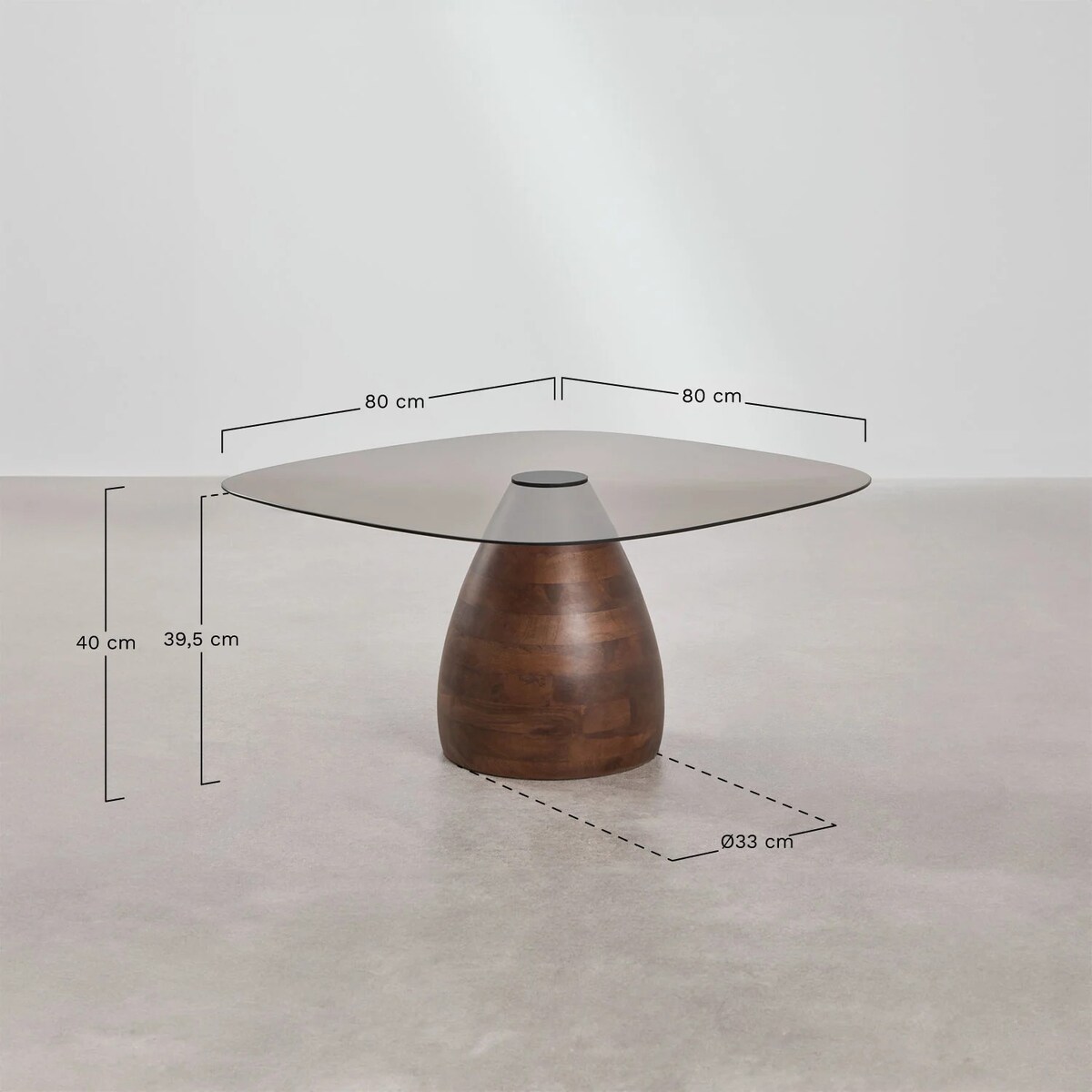 Komplet dwóch stolików z drewna mango i hartowanego szkła Mariana