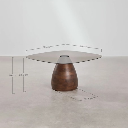 Komplet dwóch stolików z drewna mango i hartowanego szkła Mariana