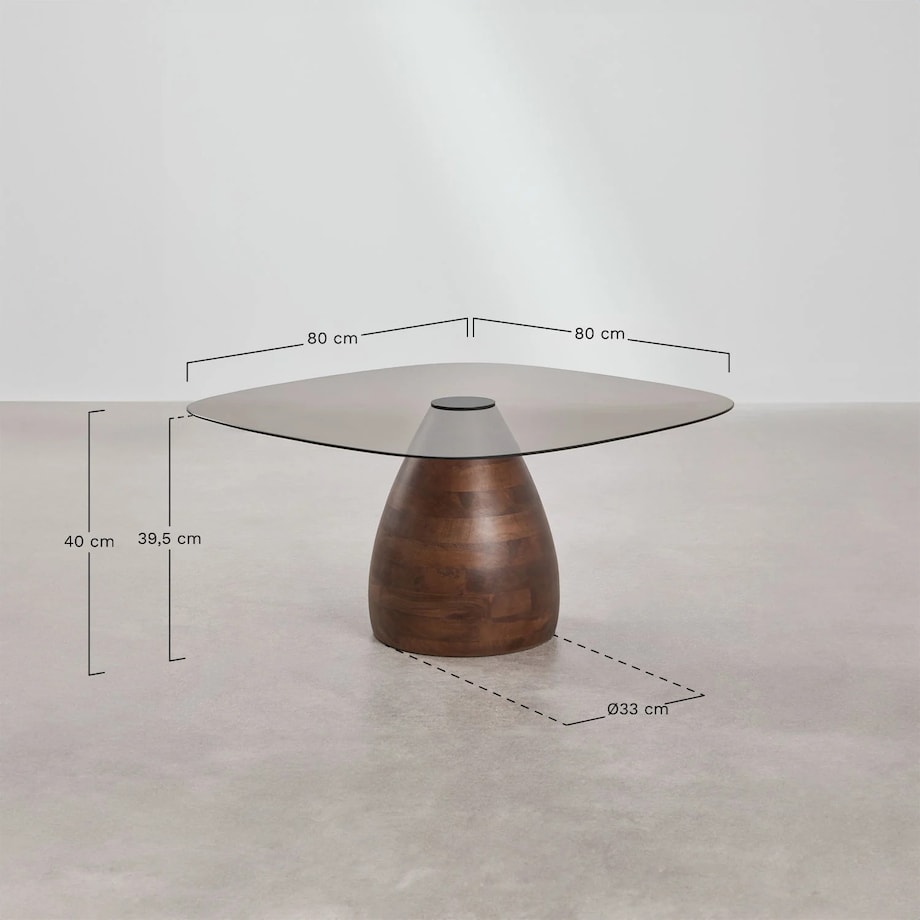 Komplet dwóch stolików z drewna mango i hartowanego szkła Mariana