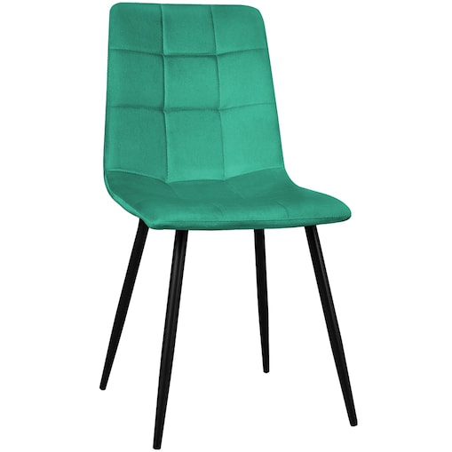 Krzesło tapicerowane welurowe pikowane zielone do salonu jadalni