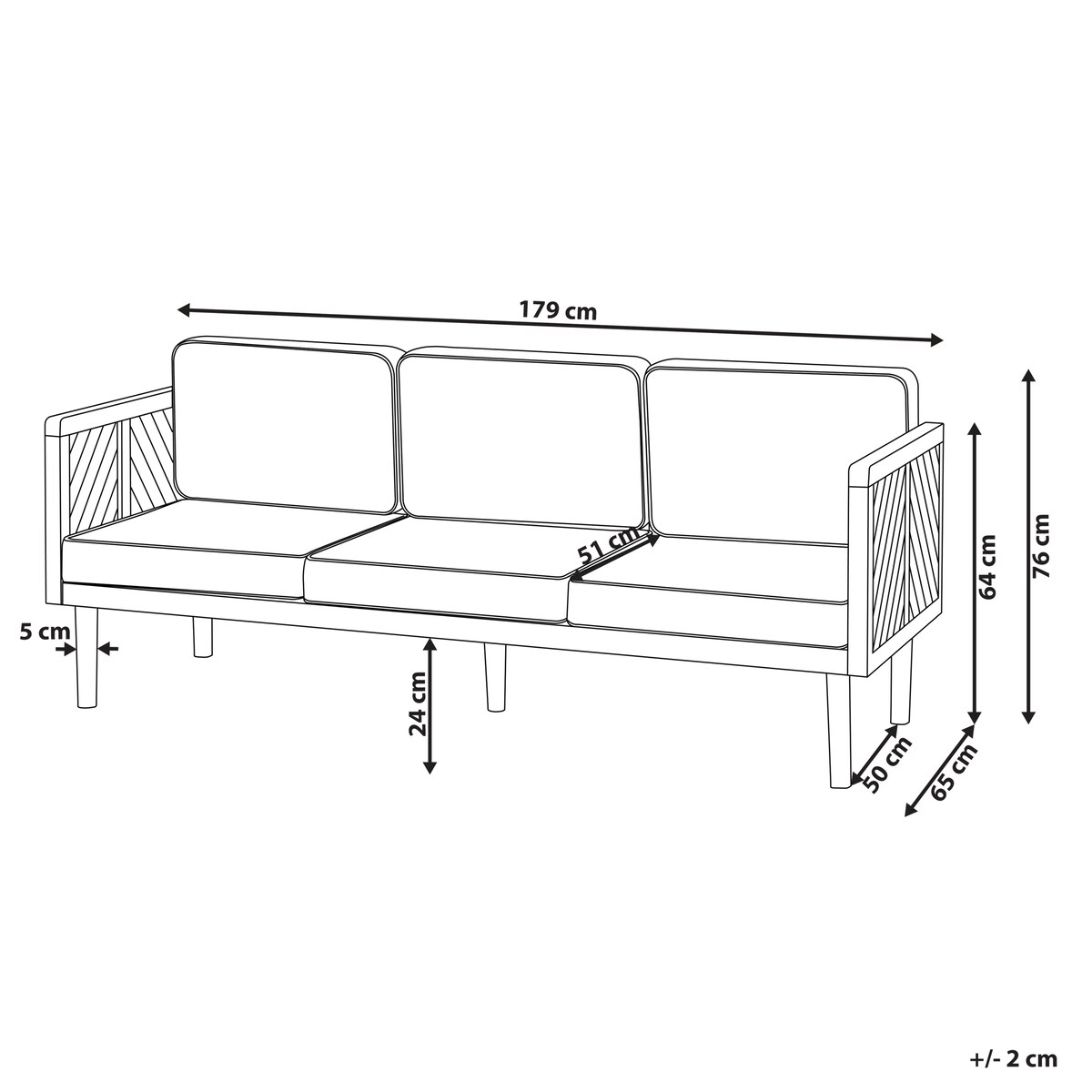 Sofa ogrodowa dla 3 osób BARATTI Drewno akacjowe Brązowy