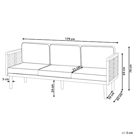 Sofa ogrodowa dla 3 osób BARATTI Drewno akacjowe Brązowy