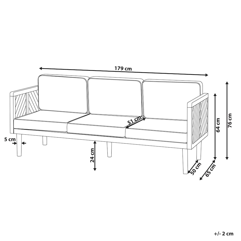 Sofa ogrodowa dla 3 osób BARATTI Drewno akacjowe Brązowy
