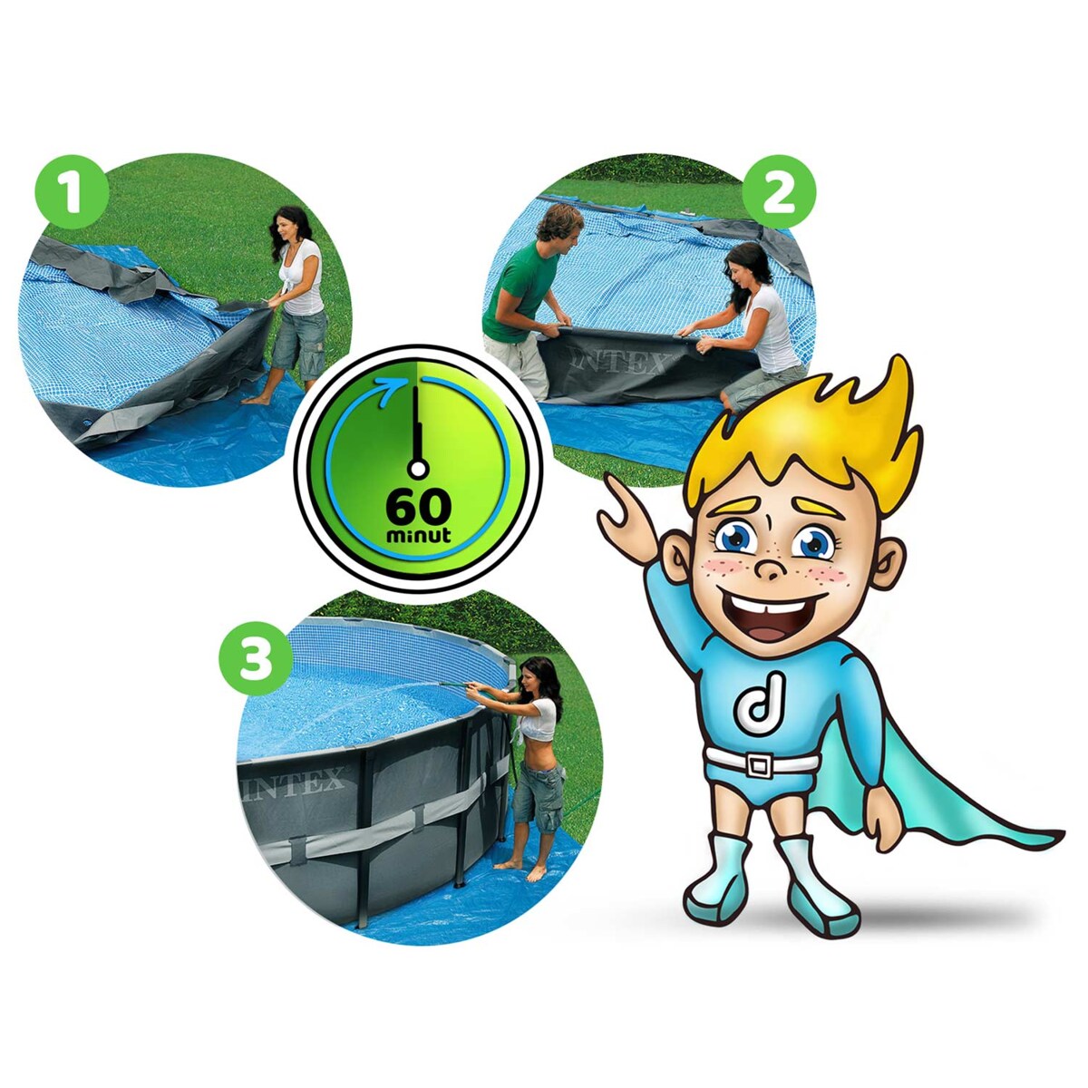 Basen ogrodowy stelażowy Intex 732x132 26340 18w1