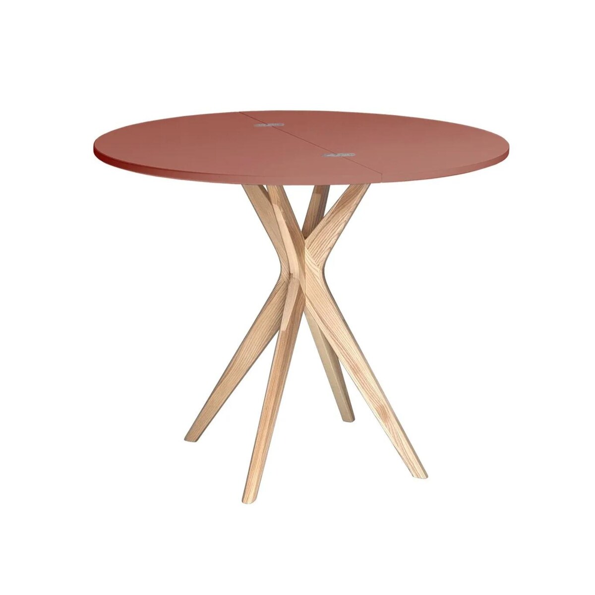 Stół półokrągły CUTTI 90x90 rozkładany koralowy/jesion