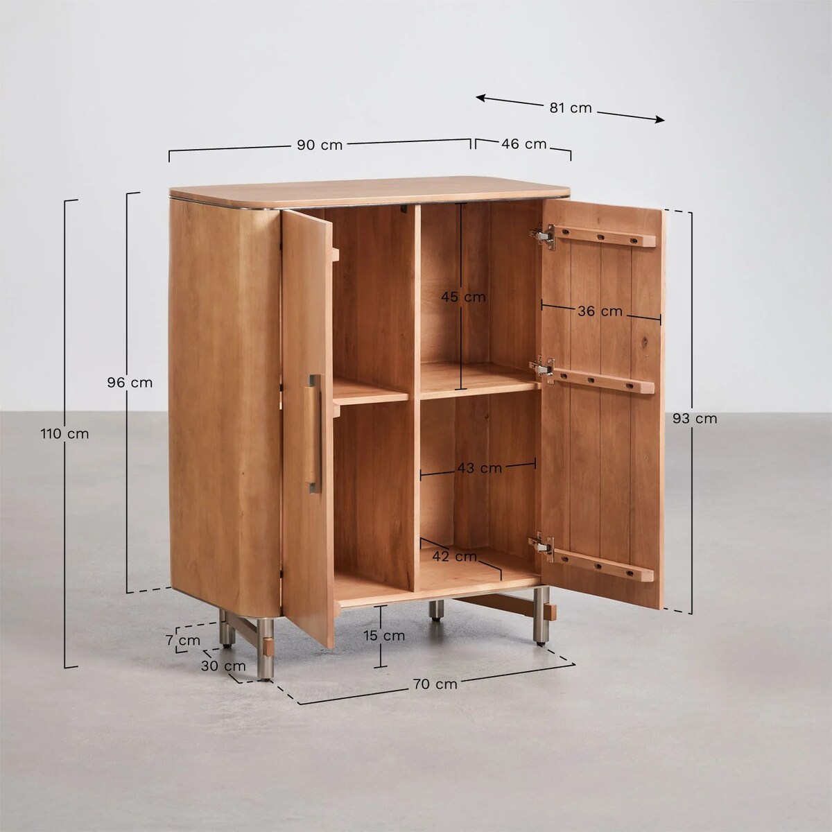 Komoda z drewna mango i stali, 90 cm, Osaka