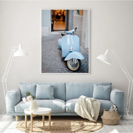 Poster Story, Plakat, Obraz - Niebieska Vespa, wymiary 70 x 100 cm