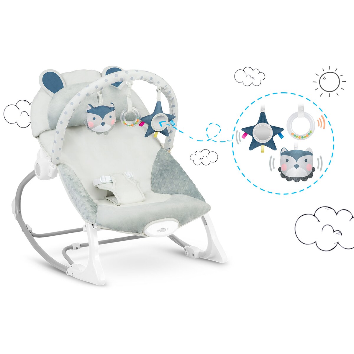 Leżaczek dla niemowląt bujaczek 2w1 kołyska wibracje Ricokids