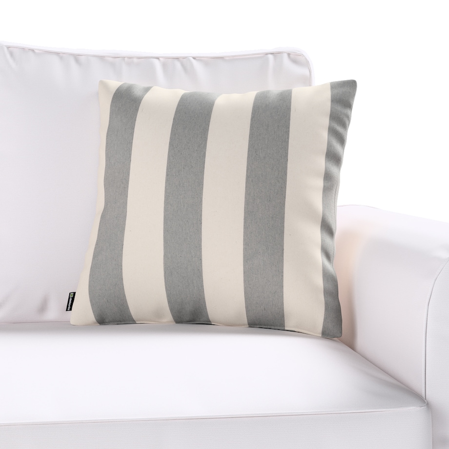 Poszewka Kinga na poduszkę 50x50 biało-szare pionowe pasy (5,5cm)