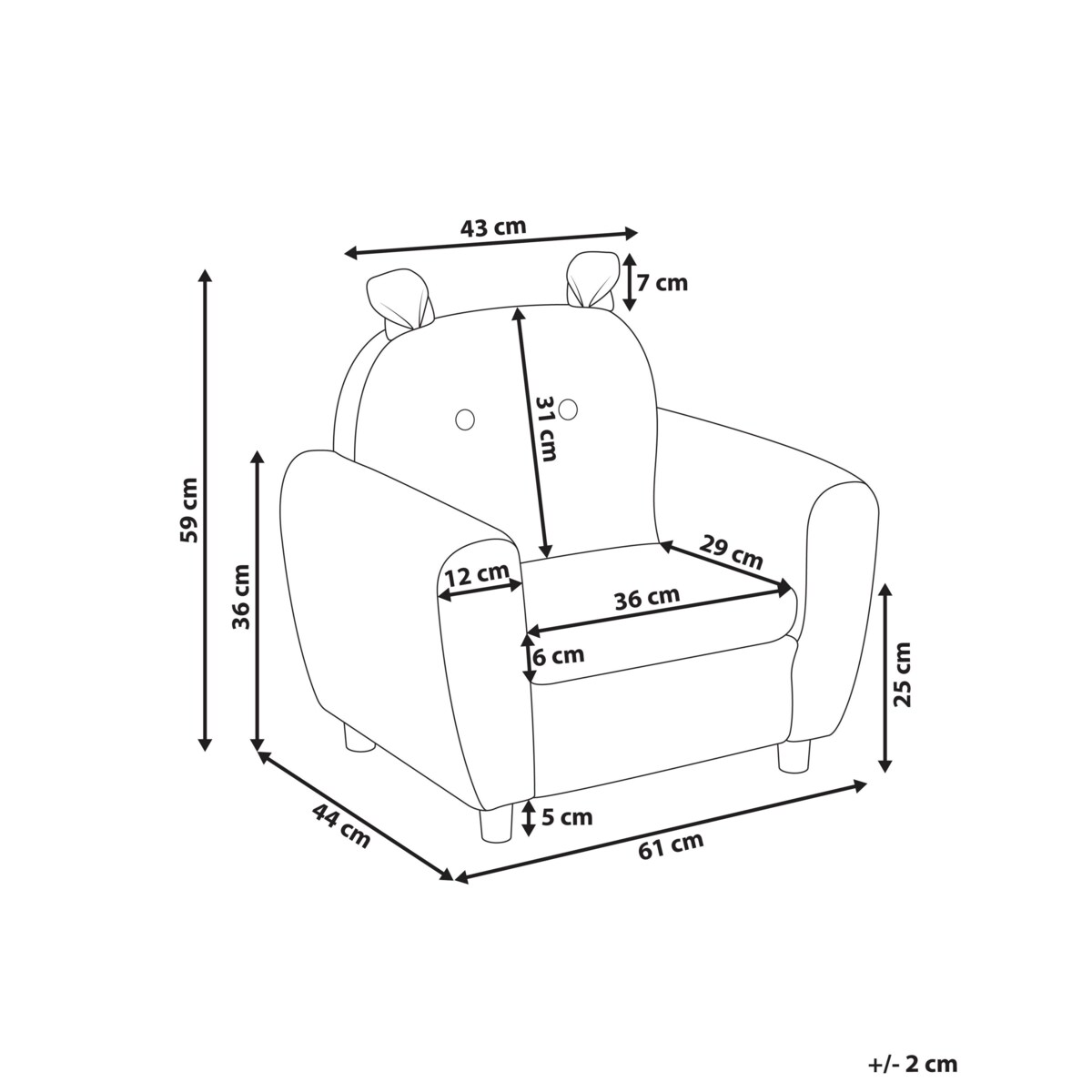 Fotel dziecięcy MARIBO Boucle Brązowy