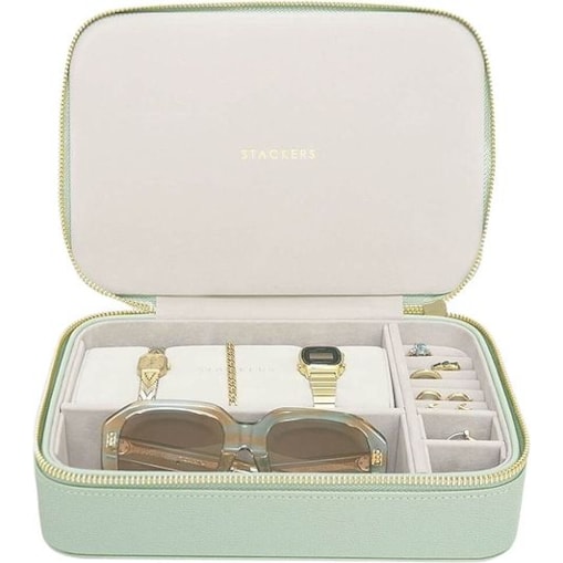 Pudełko podróżne na biżuterię i akcesoria Stackers Travel zieleń szałwiowa