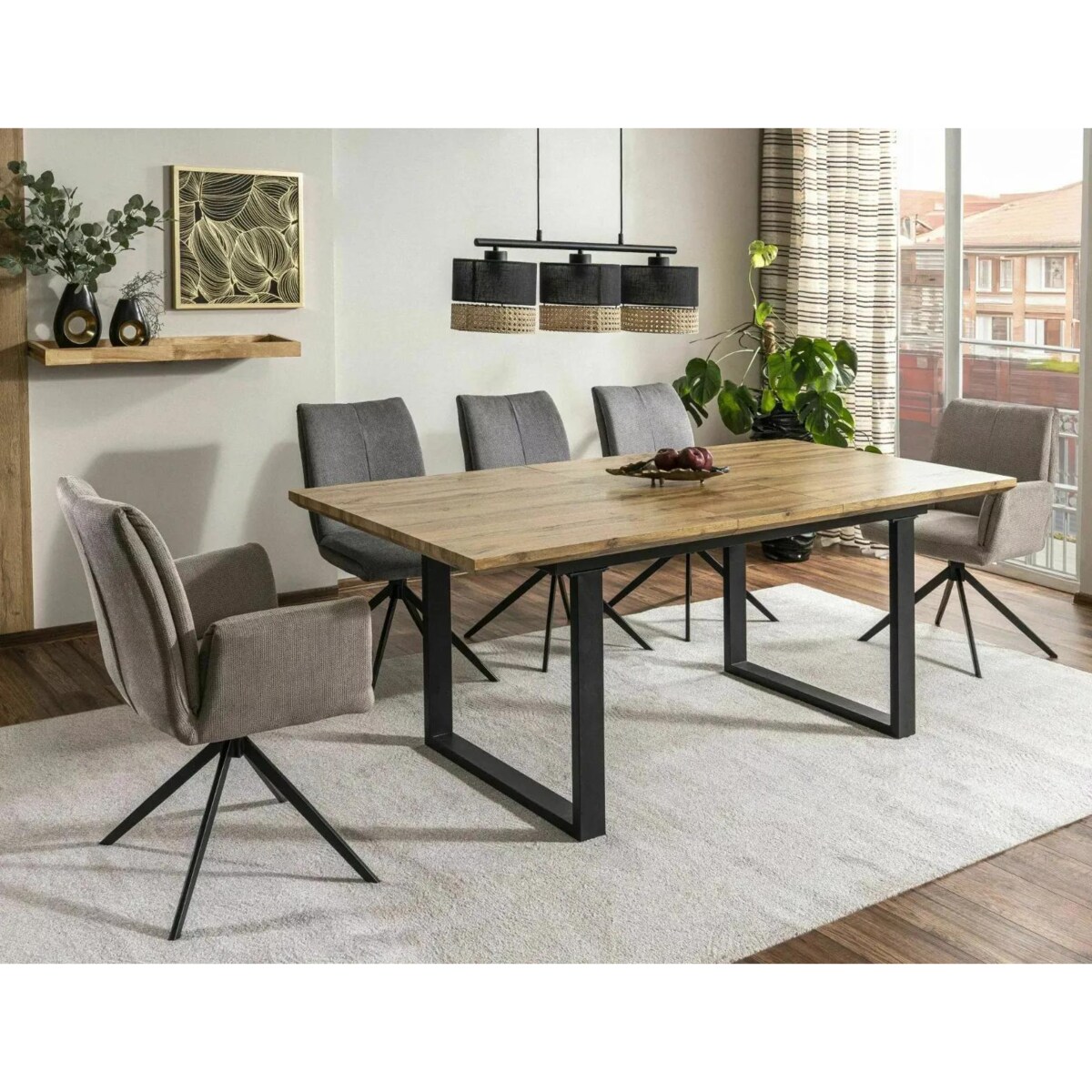 Stół rozkładany UMBERTO II 160(240)x90 dąb artisan/czarny