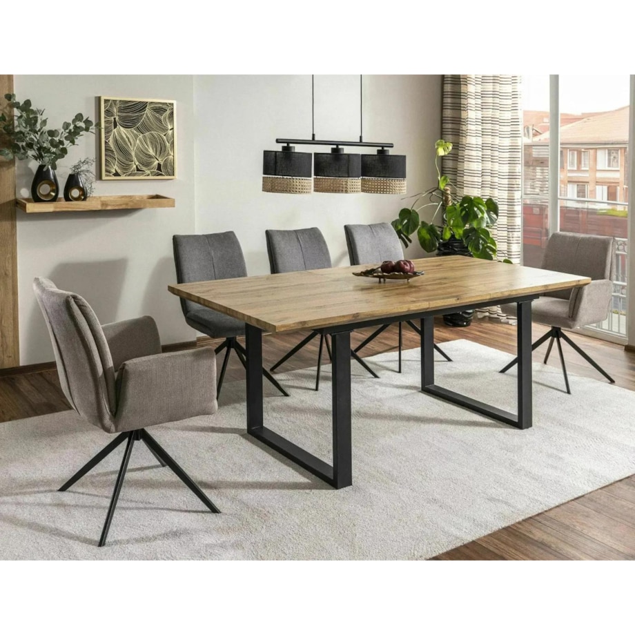 Stół rozkładany UMBERTO II 160(240)x90 dąb artisan/czarny